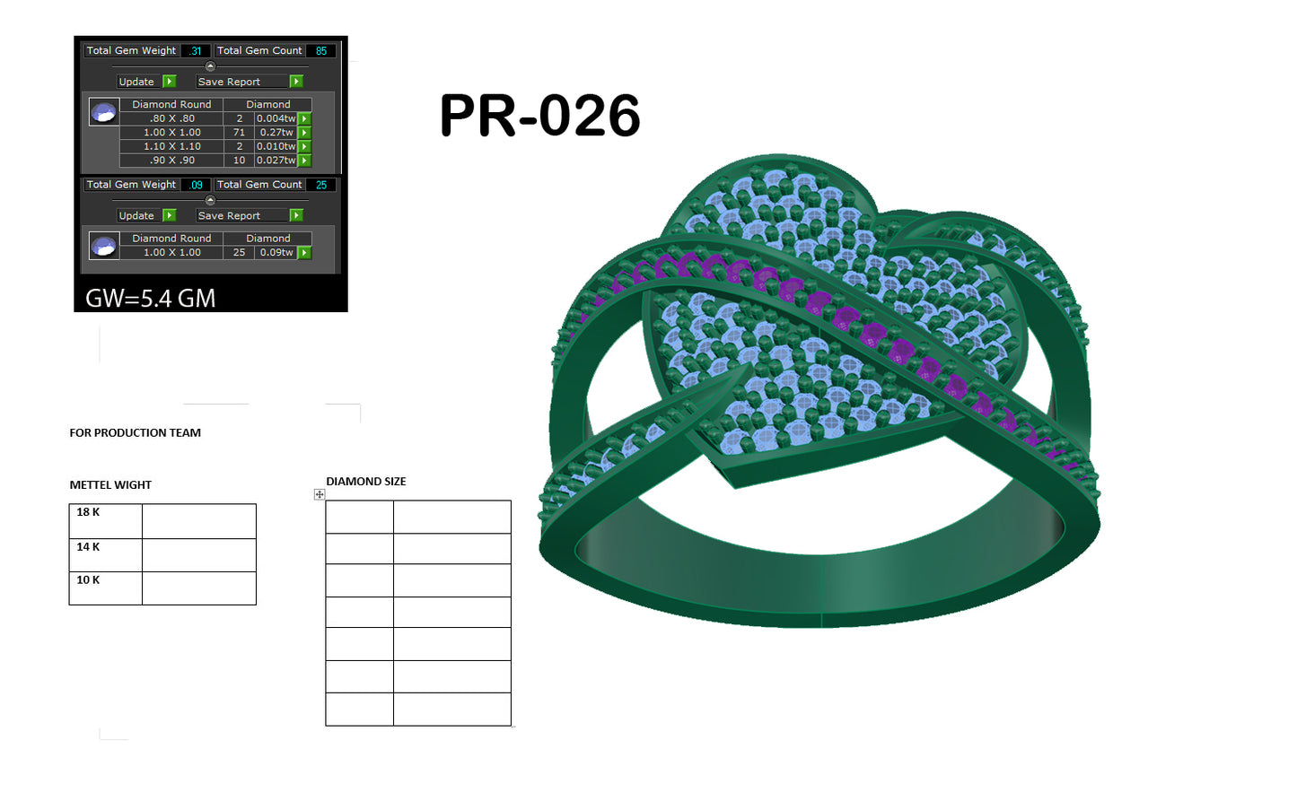 3D Jewelry Files Ring Model 3DM STL PR-026 DIA