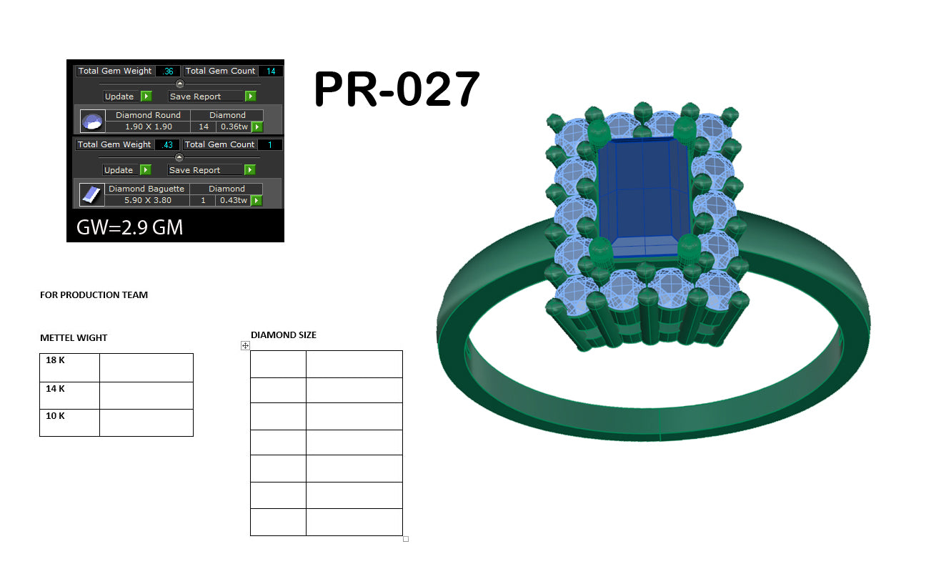 3D Jewelry Files Ring Model 3DM STL PR-027 DIA