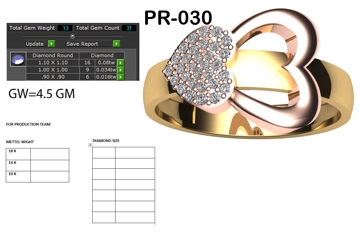 3D Jewelry Files Ring Model 3DM STL PR-030 DIA