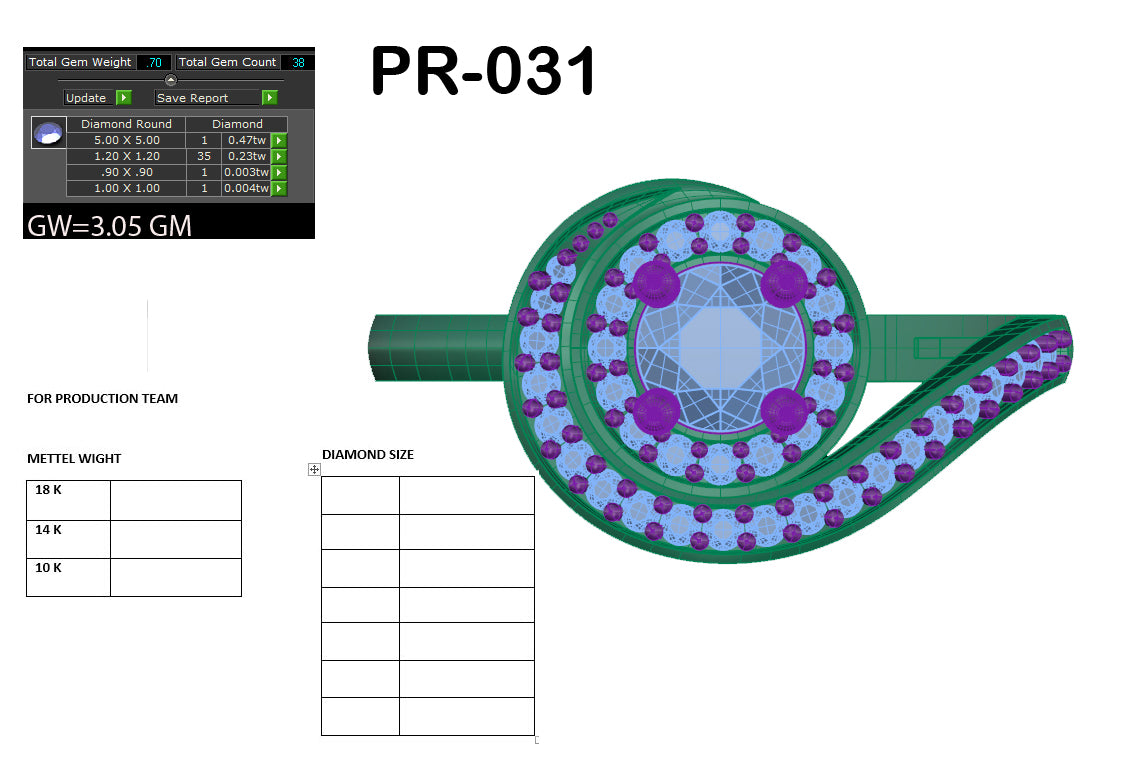 3D Jewelry Files Ring Model 3DM STL PR-031 DIA