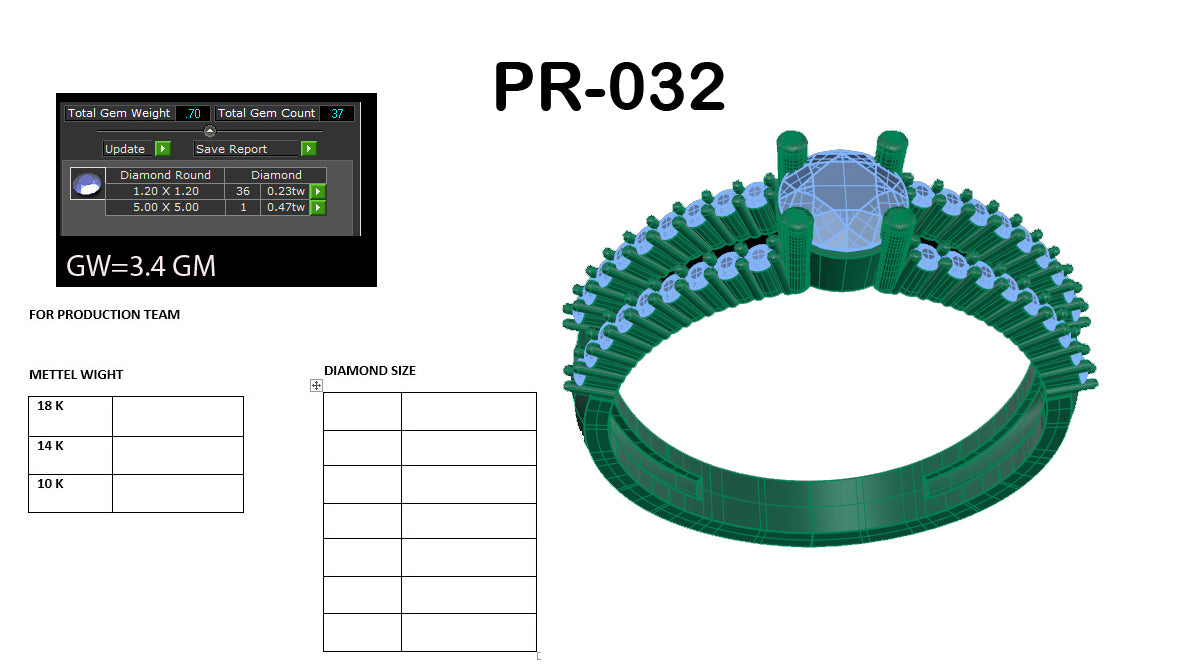 3D Jewelry Files Ring Model 3DM STL PR-032 DIA