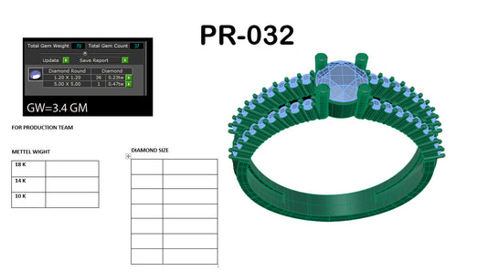 3D Jewelry Files Ring Model 3DM STL PR-032 DIA