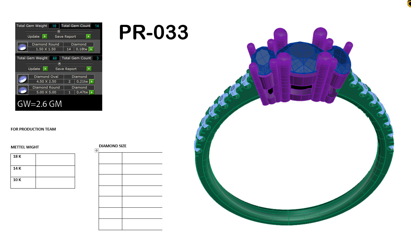 3D Jewelry Files Ring Model 3DM STL PR-033 DIA