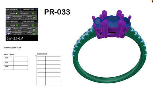 3D Jewelry Files Ring Model 3DM STL PR-033 DIA