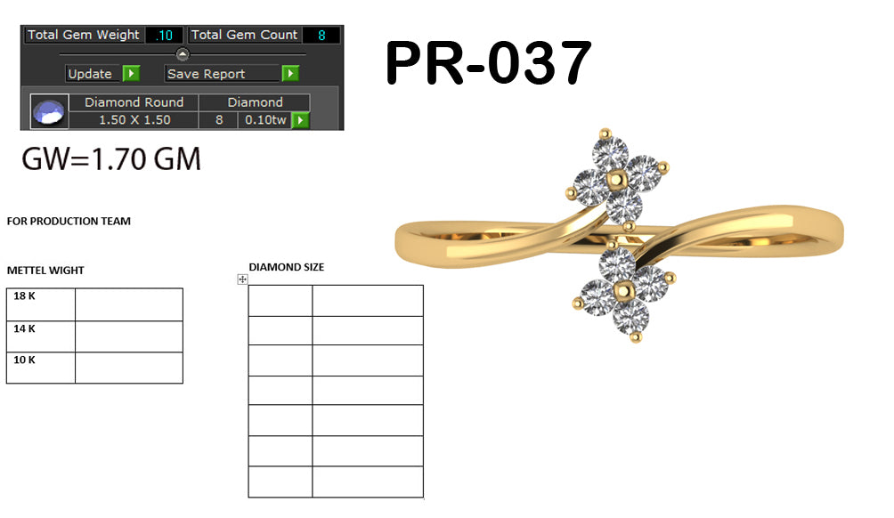 3D Jewelry Files Ring Model 3DM STL PR-037 DIA