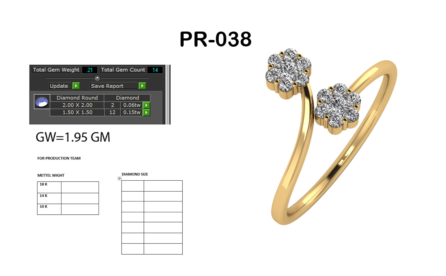 3D Jewelry Files Ring Model 3DM STL PR-038 DIA