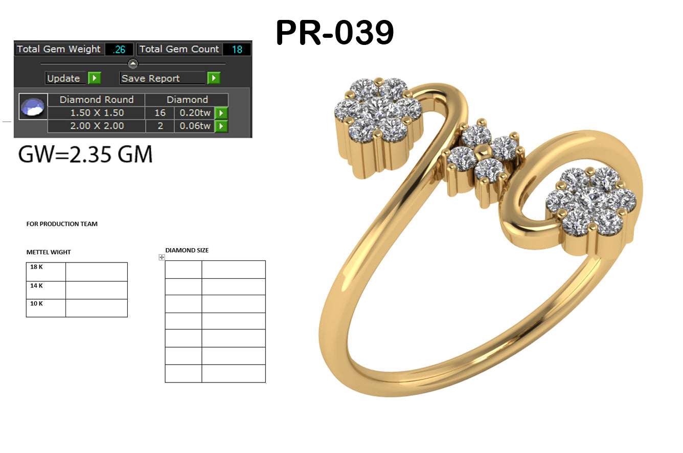 3D Jewelry Files Ring Model 3DM STL PR-039 DIA