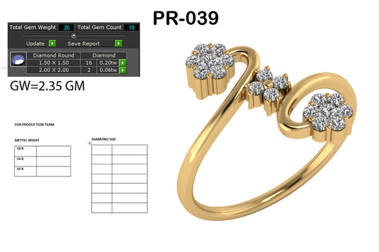 3D Jewelry Files Ring Model 3DM STL PR-039 DIA