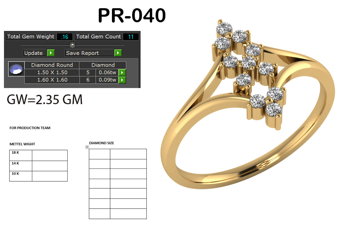 3D Jewelry Files Ring Model 3DM STL PR-040 DIA