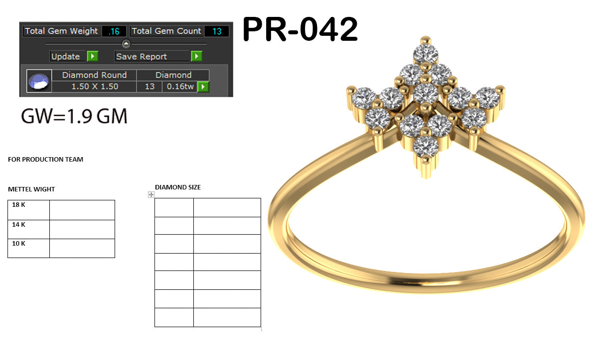 3D Jewelry Files Ring Model 3DM STL PR-042 DIA