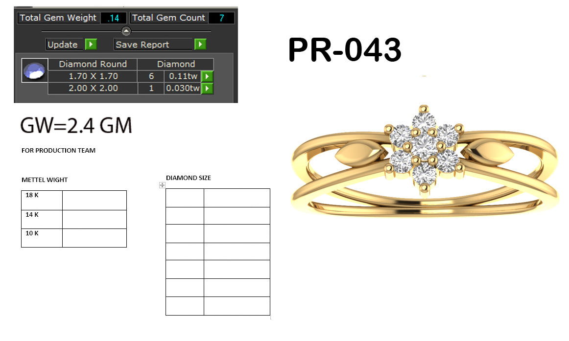 3D Jewelry Files Ring Model 3DM STL PR-043 DIA