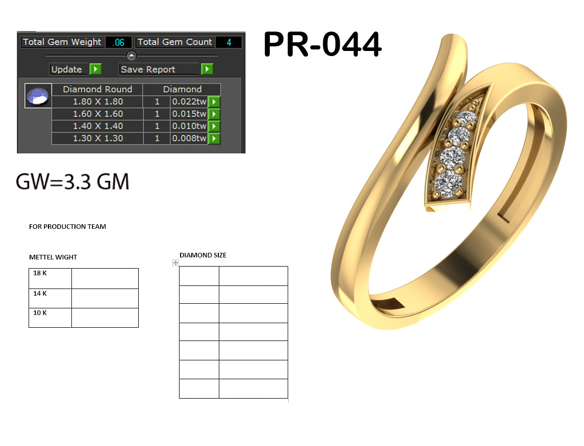 3D Jewelry Files Ring Model 3DM STL PR-044 DIA