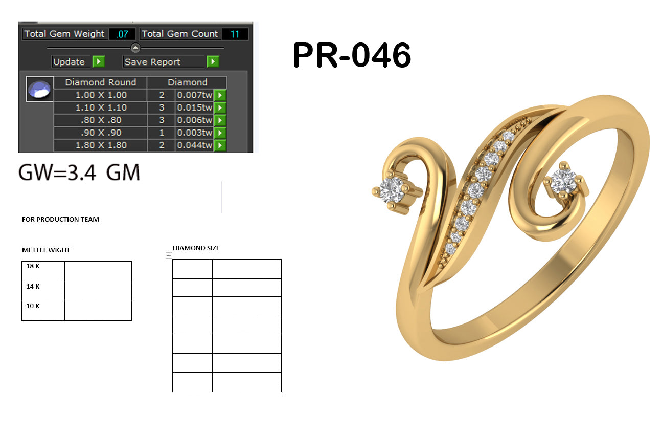 3D Jewelry Files Ring Model 3DM STL PR-046 DIA
