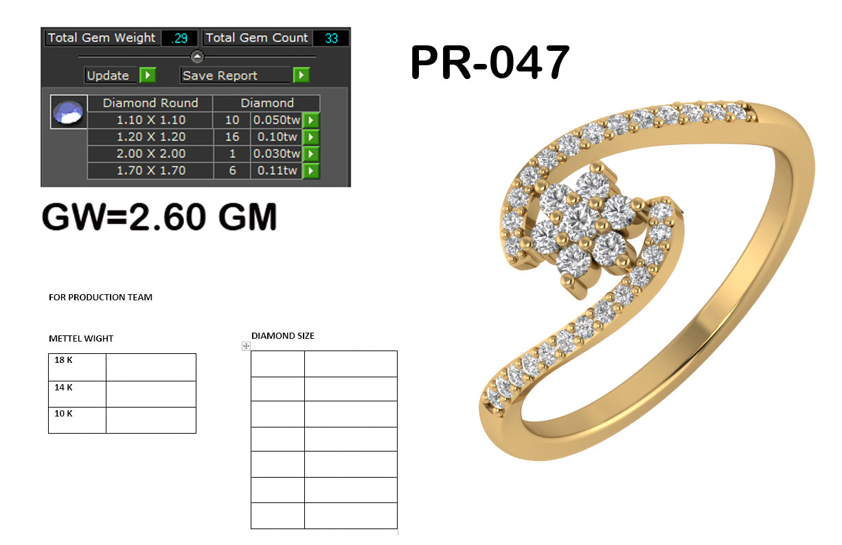 3D Jewelry Files Ring Model 3DM STL PR-047 DIA