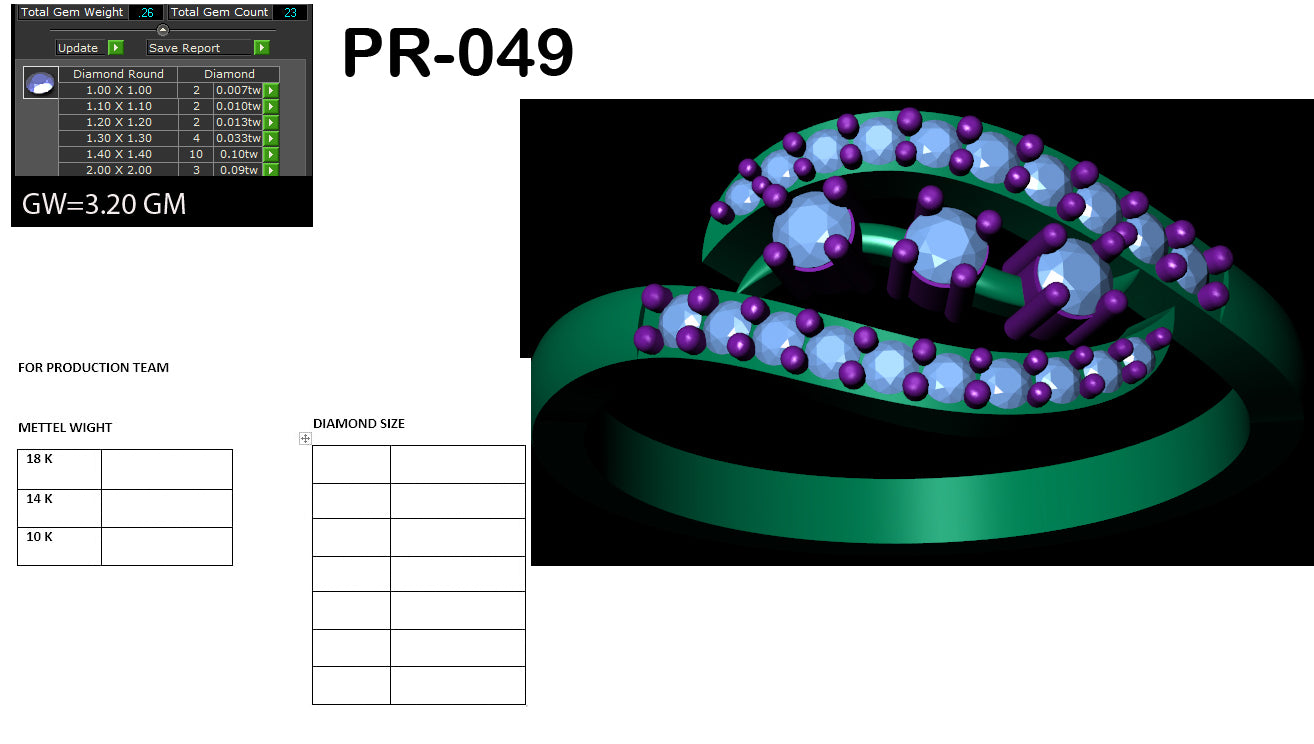 3D Jewelry Files Ring Model 3DM STL PR-049 DIA