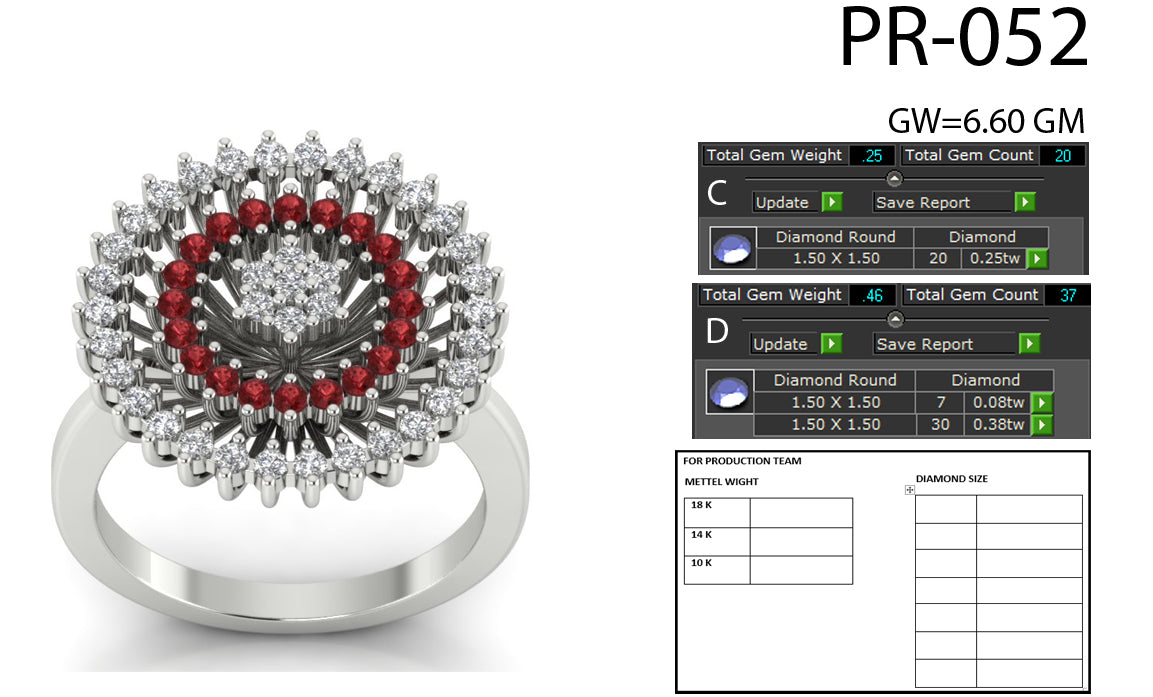 3D Jewelry Files Ring Model 3DM STL PR-052-DIA