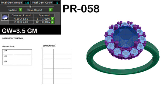 3D Jewelry Files Ring Model 3DM STL PR-058-DIA