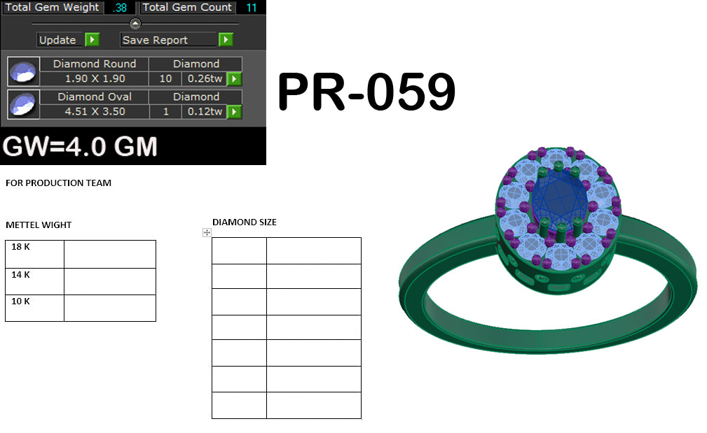 3D Jewelry Files Ring Model 3DM STL PR-059-DIA