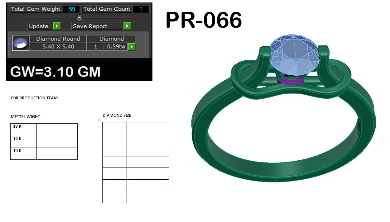 3D Jewelry Files Ring Model 3DM STL PR-066-DIA