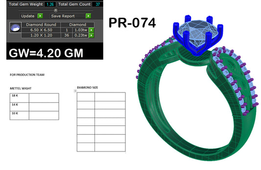 3D Jewelry Files Ring Model 3DM STL PR-074-DIA