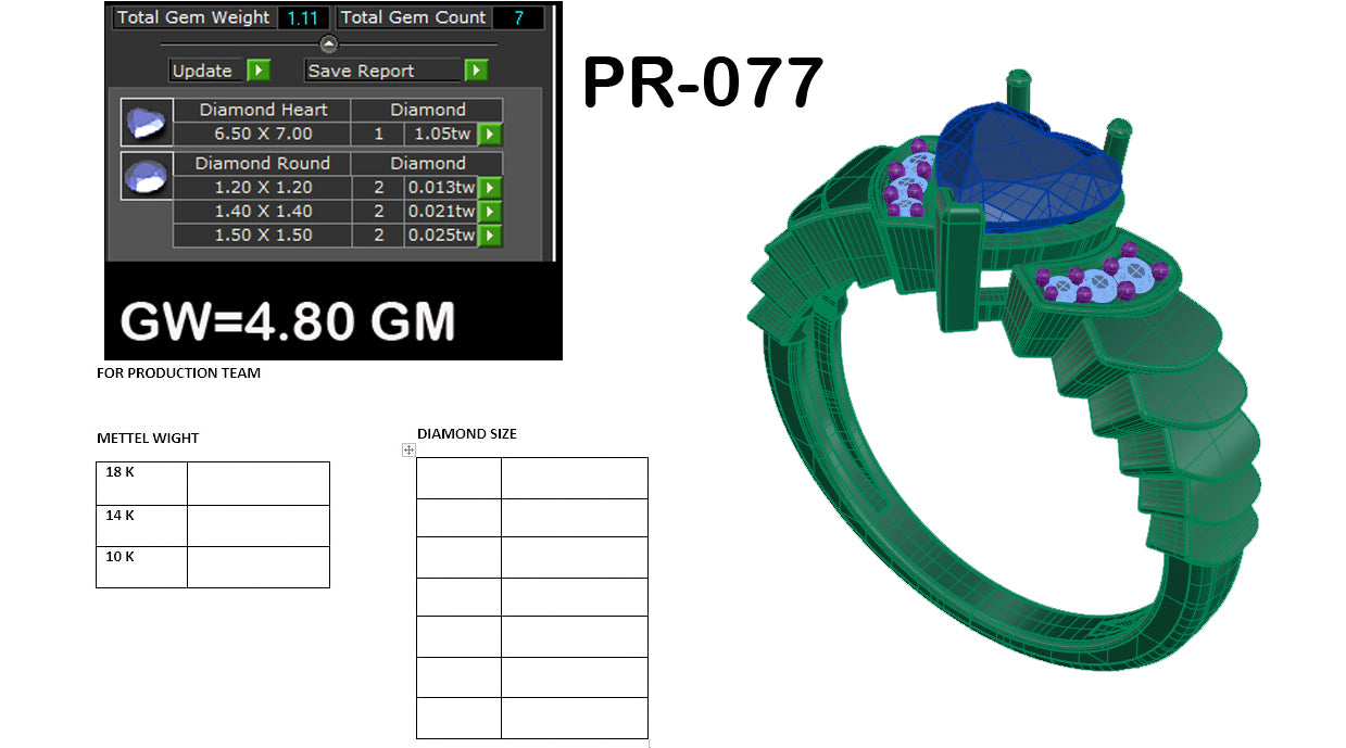 3D Jewelry Files Ring Model 3DM STL PR-077-DIA