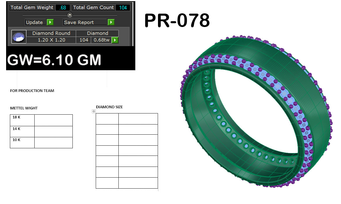 3D Jewelry Files Ring Model 3DM STL PR-078 DIA