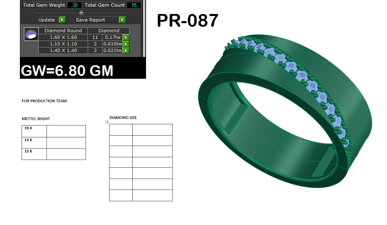 3D Jewelry Files Ring Model 3DM STL PR-087 DIA