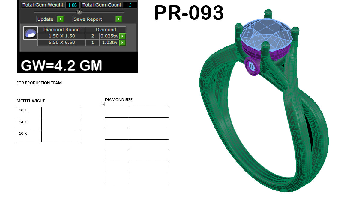 3D Jewelry Files Ring Model 3DM STL PR-092 DIA