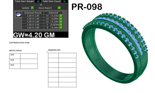 3D Jewelry Files Ring Model 3DM STL PR-098 DIA