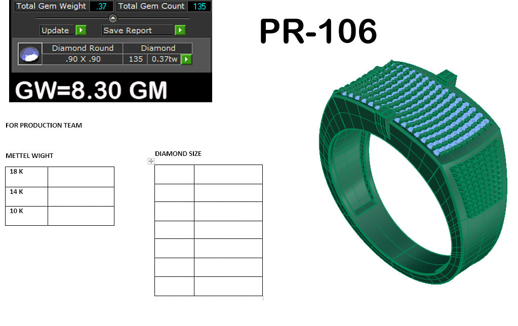 3D Jewelry Files Ring Model 3DM STL PR-106 DIA