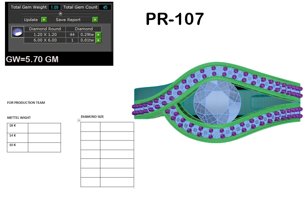 3D Jewelry Files Ring Model 3DM STL PR-107 DIA