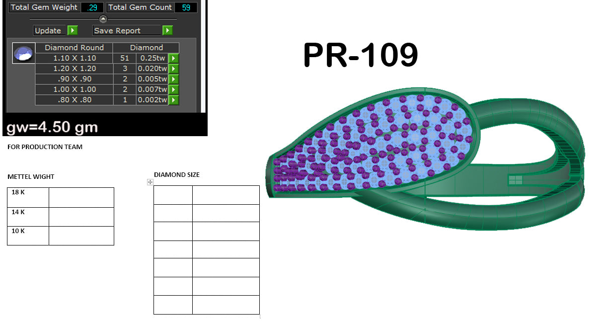 3D Jewelry Files Ring Model 3DM STL PR-109 DIA