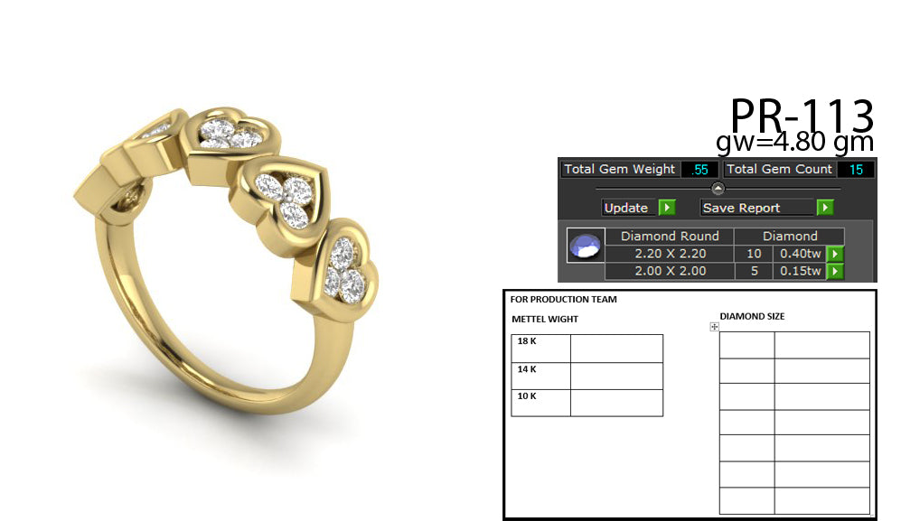 3D Jewelry Files Ring Model 3DM STL PR-113-DIA