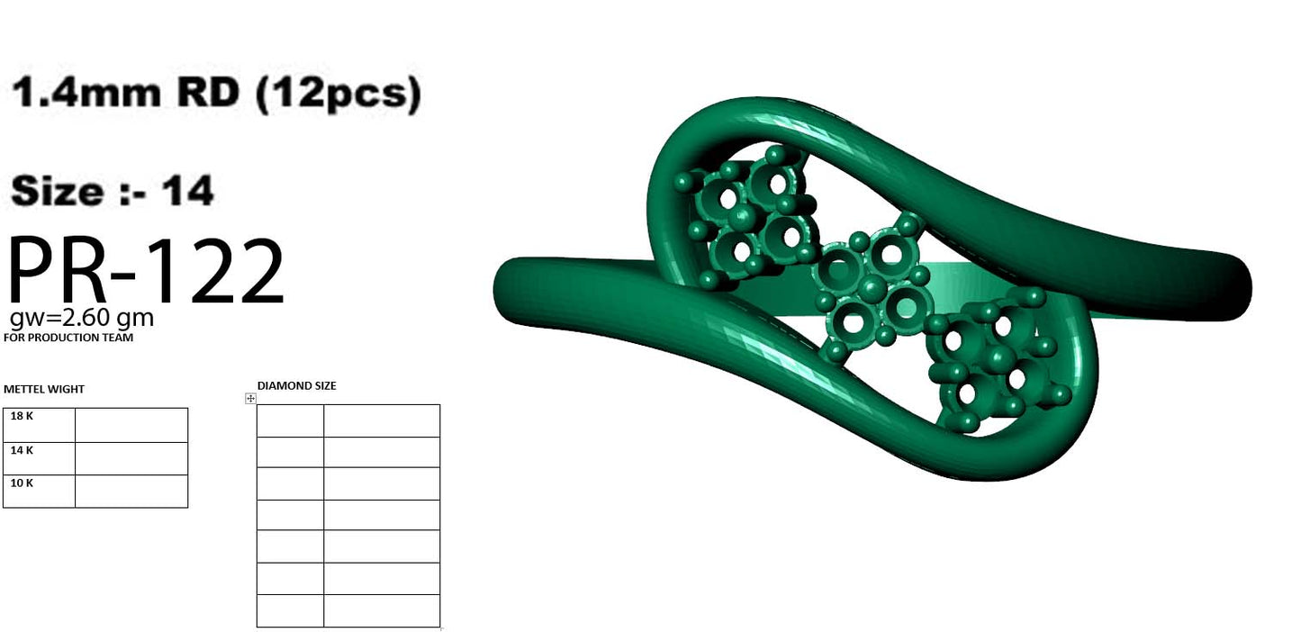 3D Jewelry Files Ring Model 3DM STL PR-122 DIA