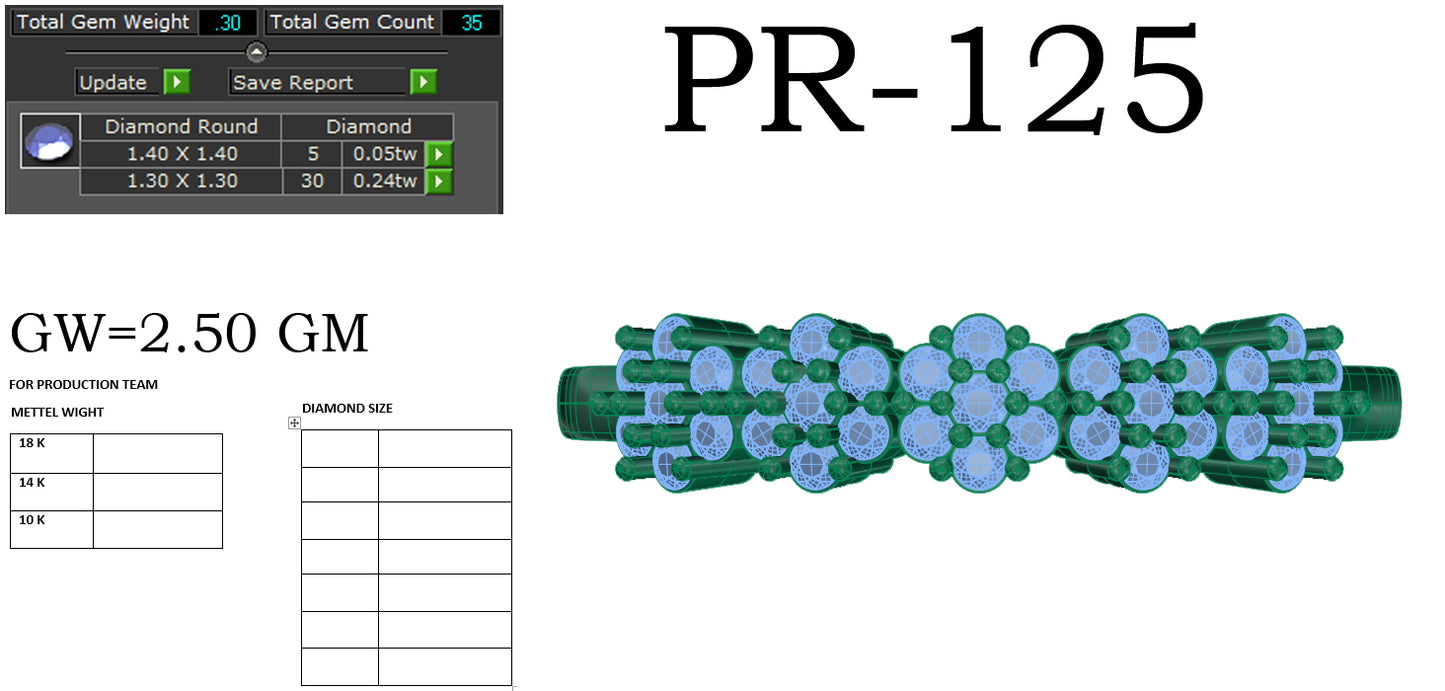 3D Jewelry Files Ring Model 3DM STL PR-125-DIA