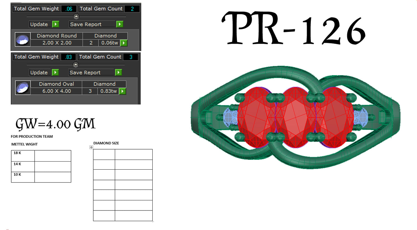 3D Jewelry Files Ring Model 3DM STL PR-126 DIA