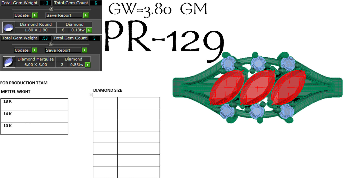 3D Jewelry Files Ring Model 3DM STL PR-129-DIA