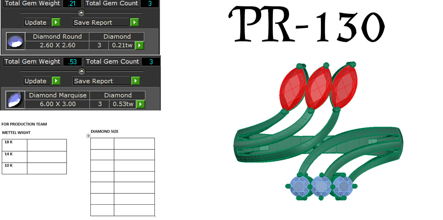 3D Jewelry Files Ring Model 3DM STL PR-130 DIA