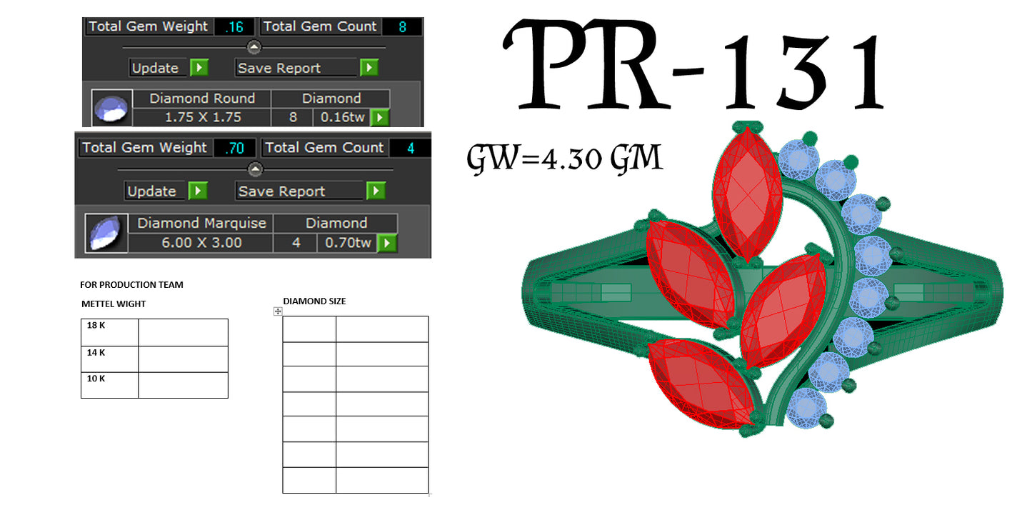 3D Jewelry Files Ring Model 3DM STL PR-131 DIA