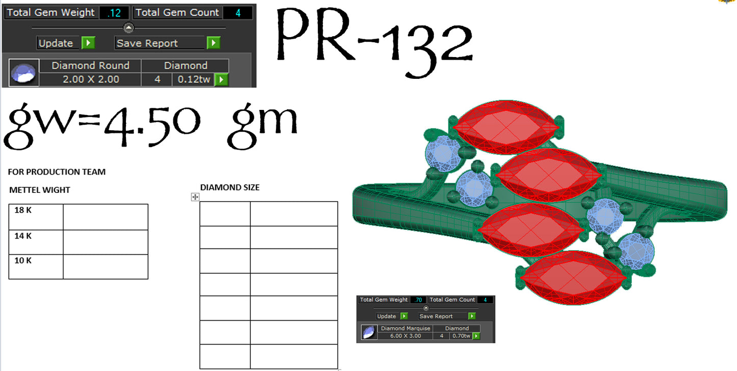 3D Jewelry Files Ring Model 3DM STL PR-132-DIA