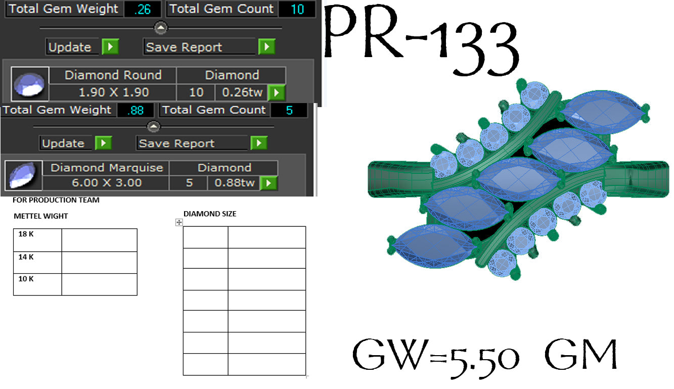 3D Jewelry Files Ring Model 3DM STL PR-133-DIA