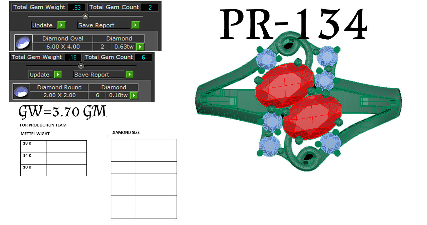 3D Jewelry Files Ring Model 3DM STL PR-134 DIA