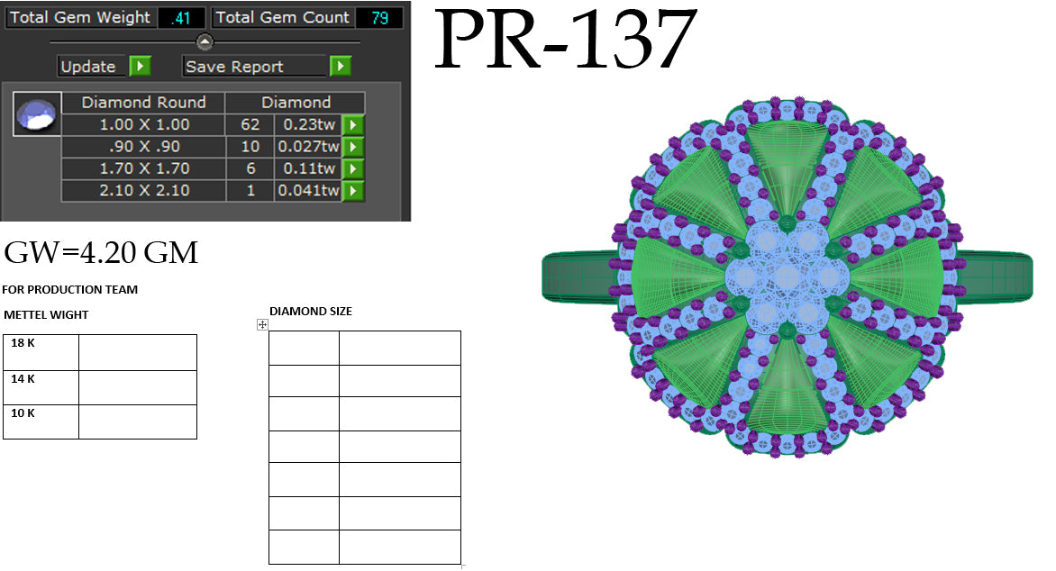 3D Jewelry Files Ring Model 3DM STL PR-137-DIA