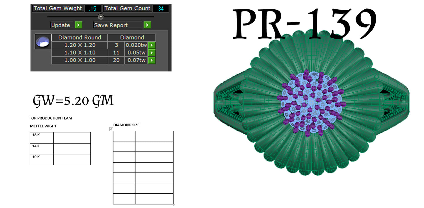 3D Jewelry Files Ring Model 3DM STL PR-139 DIA