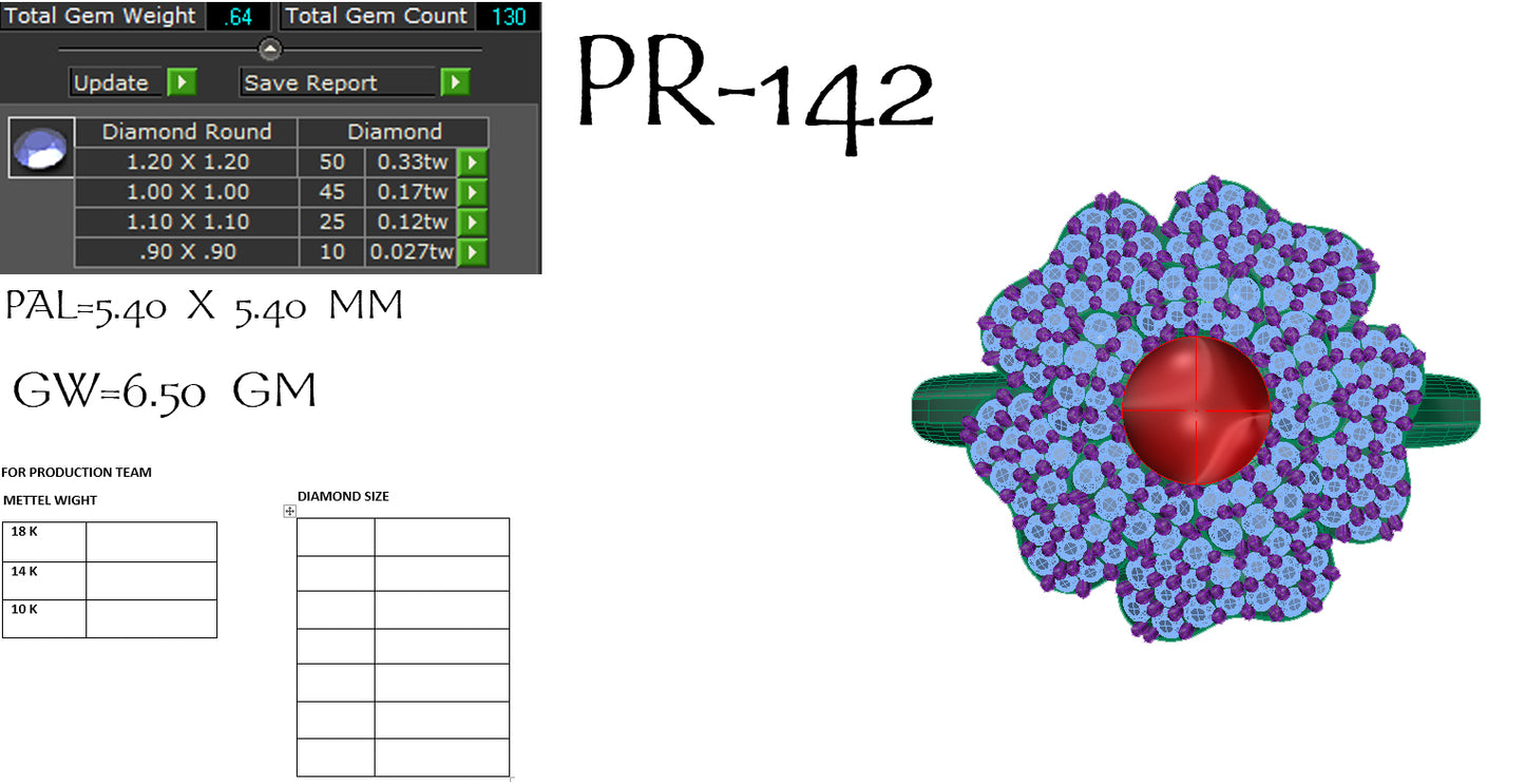 3D Jewelry Files Ring Model 3DM STL PR-142-DIA