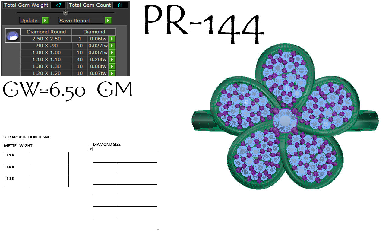 3D Jewelry Files Ring Model 3DM STL PR-144-DIA