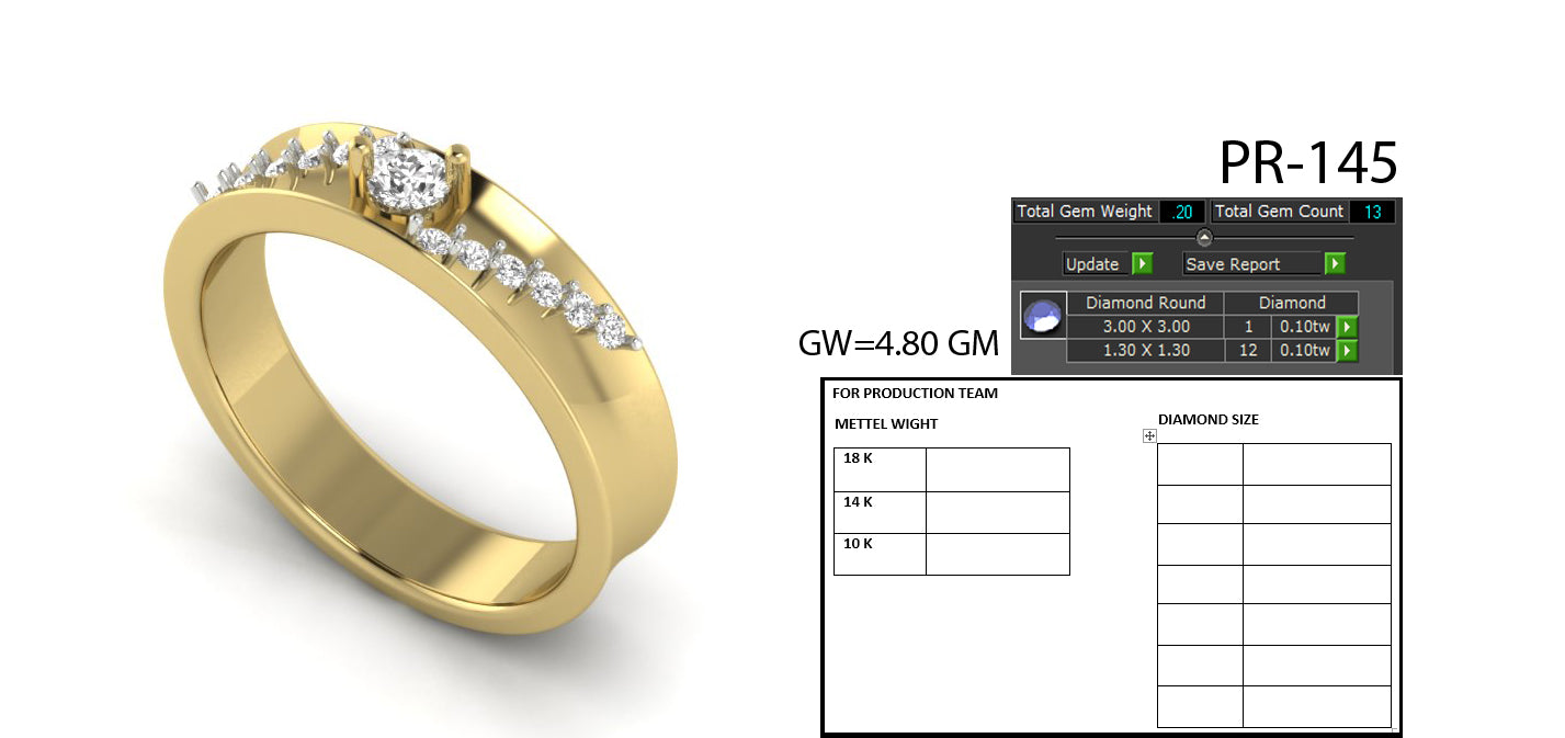 3D Jewelry Files Ring Model 3DM STL PR-145-DIA