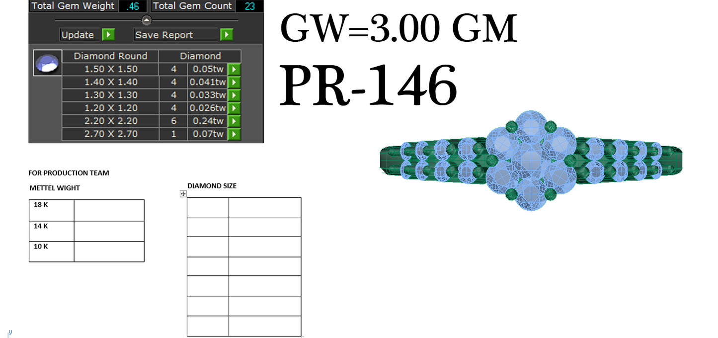 3D Jewelry Files Ring Model 3DM STL PR-146 DIA