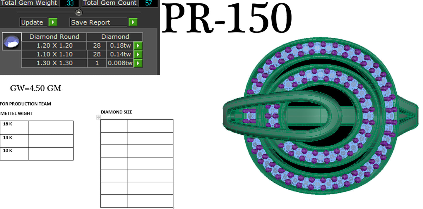 3D Jewelry Files Ring Model 3DM STL PR-150 DIA