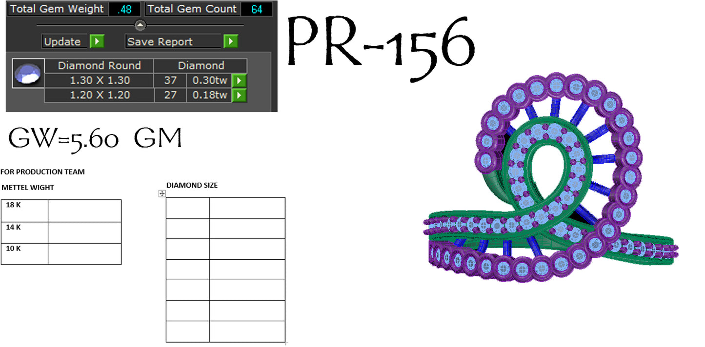 3D Jewelry Files Ring Model 3DM STL PR-156-DIA